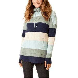 Carve Designs Rockvale Mock Neck Sweater Thyme Bold Stripe Size S Sustainable